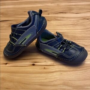 Healthtex Navy and Lime Kids Sneakers